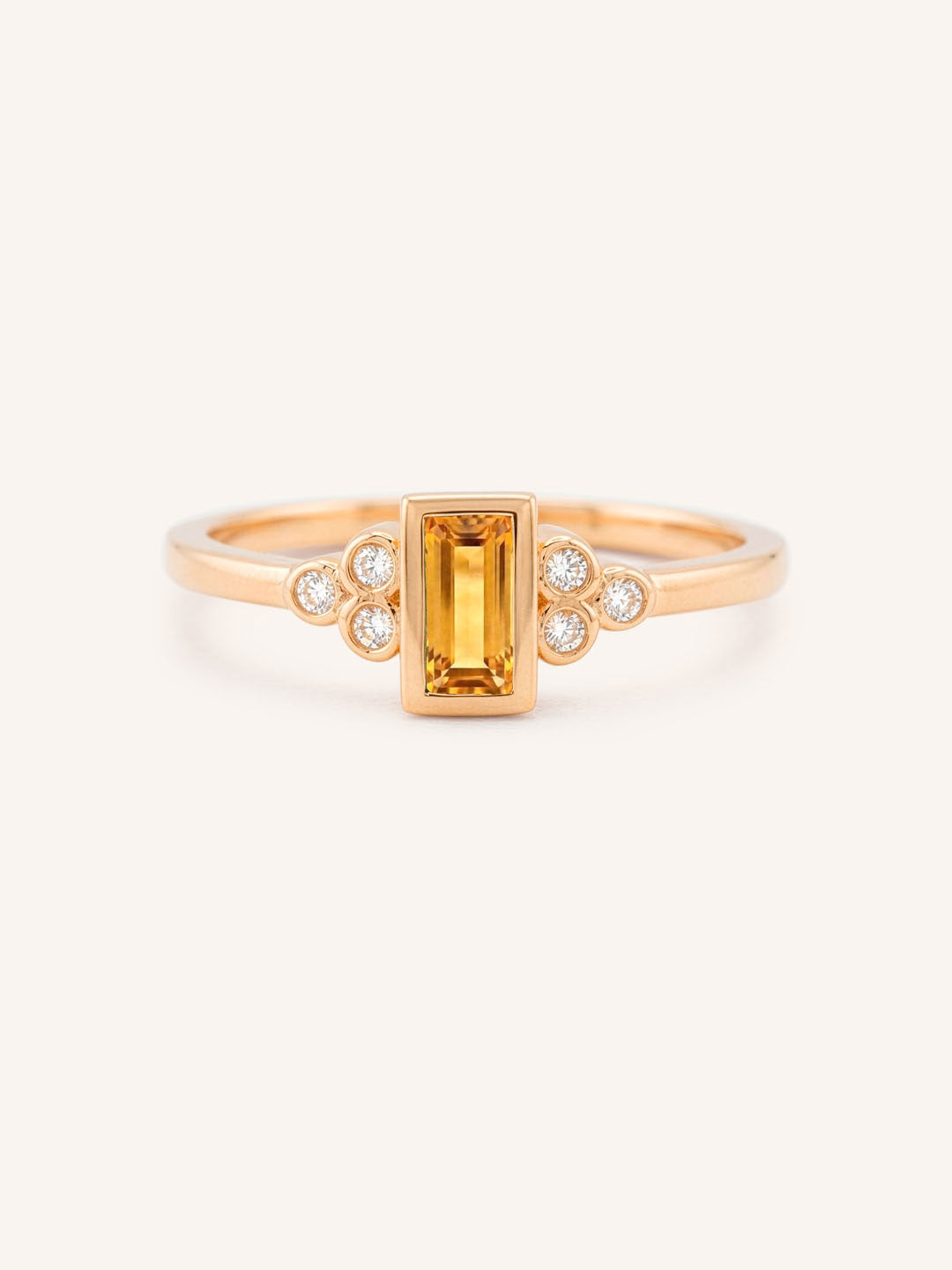 Rose Gold Abigail Citrine Diamond Accented Ring front view on white background