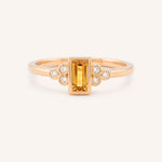 Rose Gold Abigail Citrine Diamond Accented Ring front view on white background