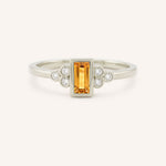 White Gold Abigail Citrine Diamond Accented Ring front view on white background