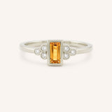 White Gold Abigail Citrine Diamond Accented Ring front view on white background
