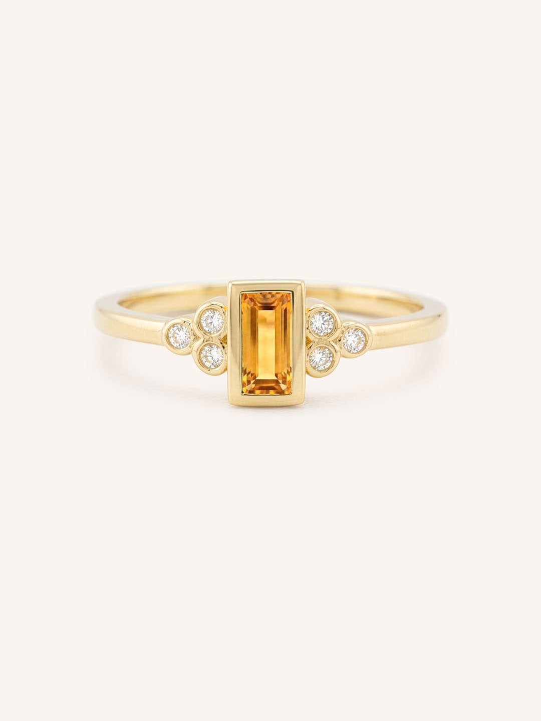 Yellow Gold Abigail Citrine Diamond Accented Ring front view on white background