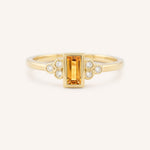Yellow Gold Abigail Citrine Diamond Accented Ring front view on white background