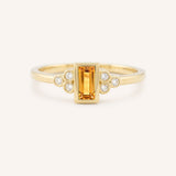 Yellow Gold Abigail Citrine Diamond Accented Ring front view on white background