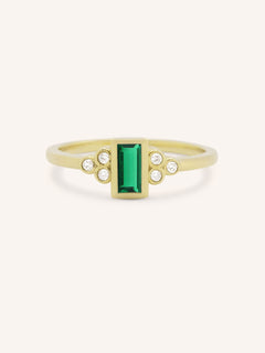 Abigail Emerald Diamond Accented Ring