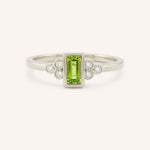 White Gold Abigail Peridot Diamond Accented Ring front view on white background