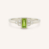 White Gold Abigail Peridot Diamond Accented Ring front view on white background