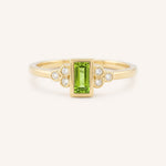 Yellow Gold Abigail Peridot Diamond Accented Ring front view on white background