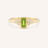 Yellow Gold Abigail Peridot Diamond Accented Ring front view on white background