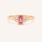 Rose Gold Abigail Pink Tourmaline Diamond Accented Ring front view on white background