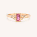 Rose Gold Abigail Pink Tourmaline Diamond Accented Ring front view on white background