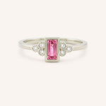 White Gold Abigail Pink Tourmaline Diamond Accented Ring front view on white background