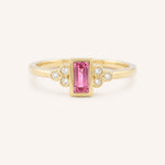 Yellow Gold Abigail Pink Tourmaline Diamond Accented Ring front view on white background