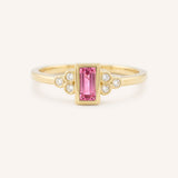 Yellow Gold Abigail Pink Tourmaline Diamond Accented Ring front view on white background