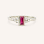 White Gold Abigail Ruby Diamond Accented Ring front view on white background