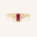 Yellow Gold Abigail Ruby Diamond Accented Ring front view on white background