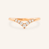 Sundown Graduated V Diamond Wedding Ring 14k rose gold front