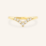 Sundown Graduated V Diamond Wedding Ring 14k yellow gold front