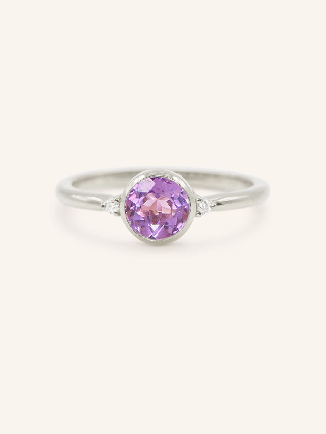 Templa Round Amethyst and Diamond Ring