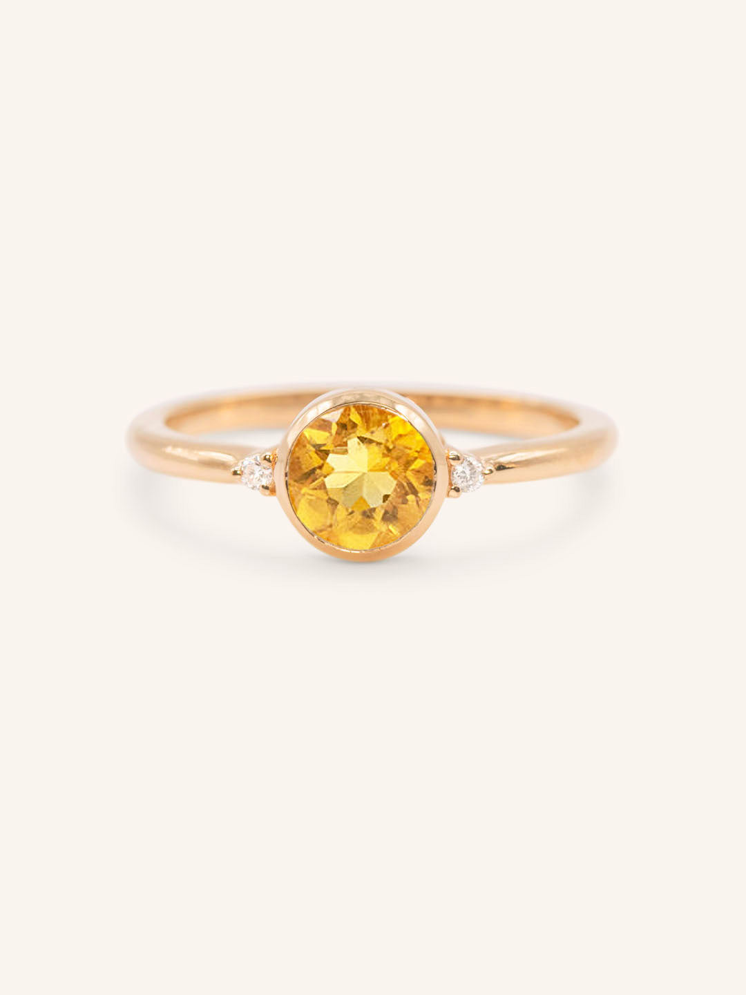 Templa Round Citrine and Diamond Ring