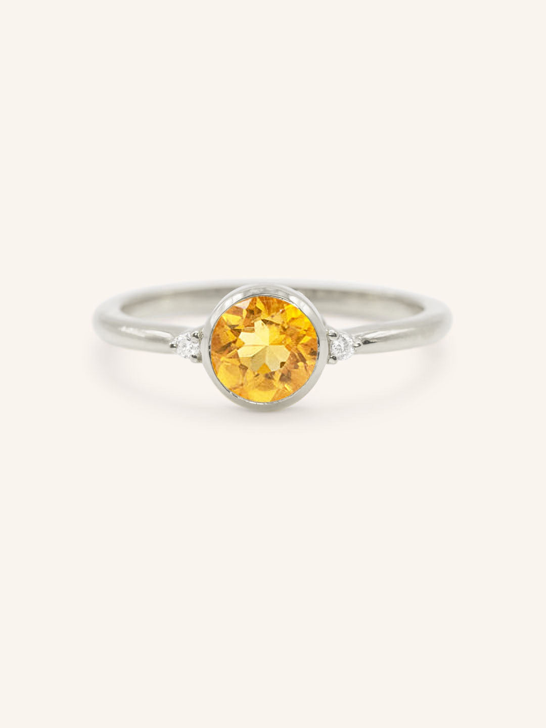 Templa Round Citrine and Diamond Ring