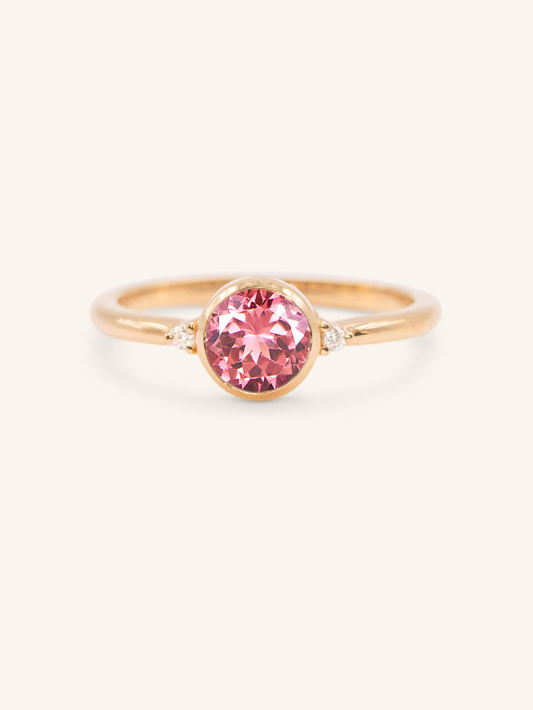 Templa Round Pink Tourmaline and Diamond Ring