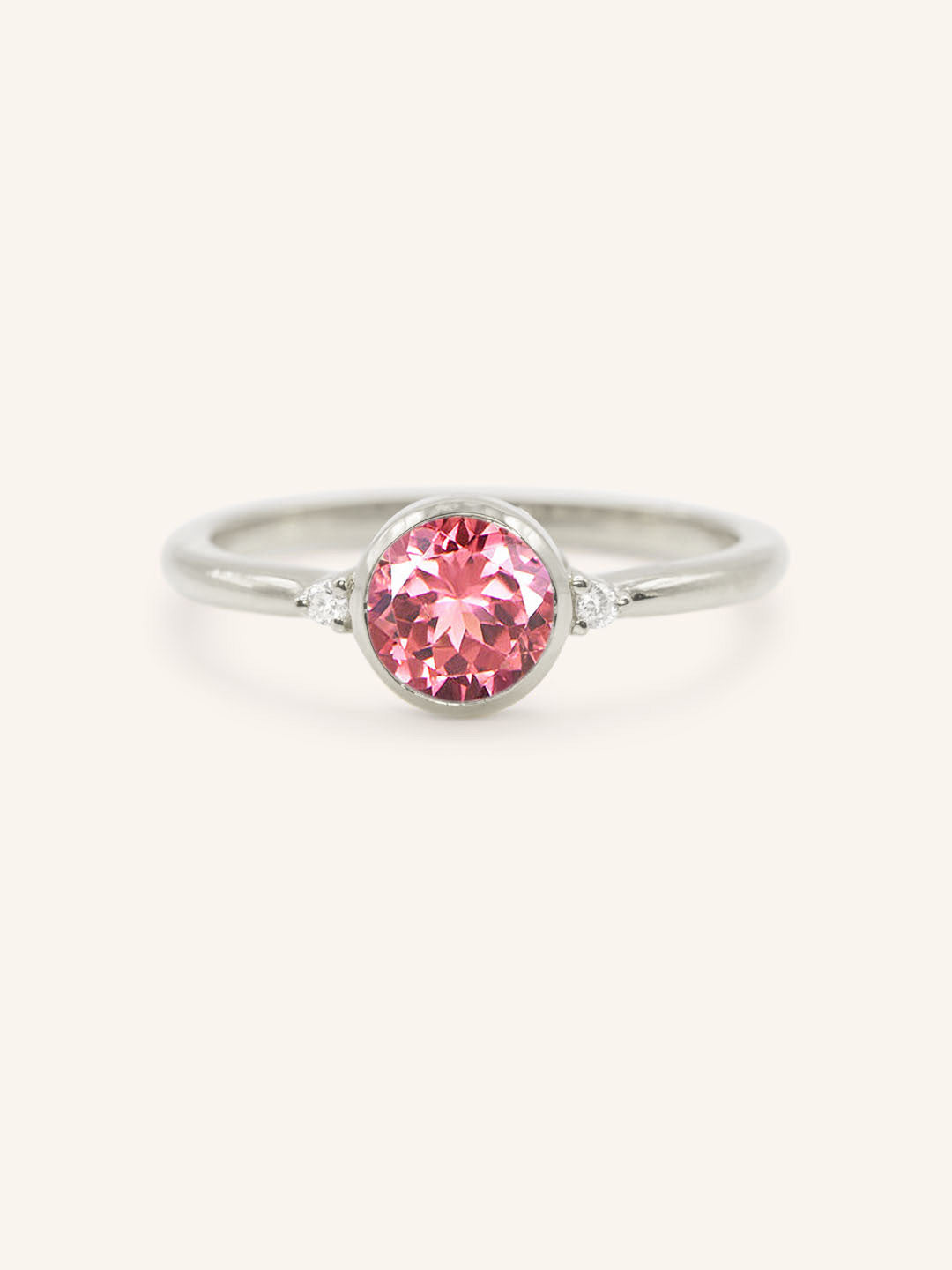 Templa Round Pink Tourmaline and Diamond Ring