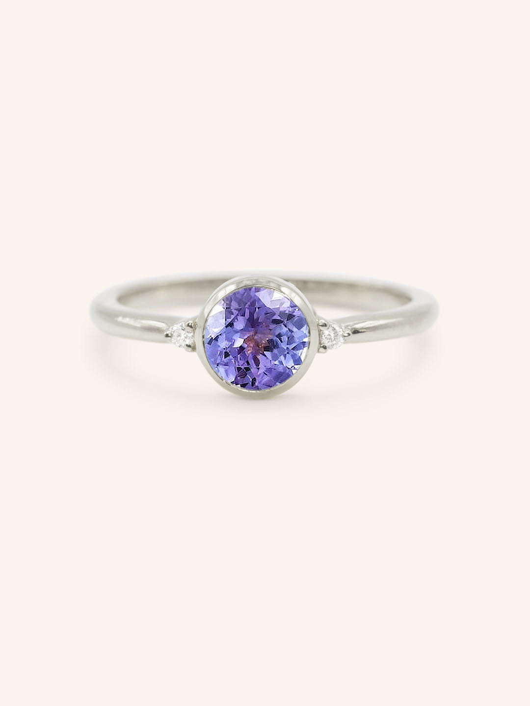 Templa Round Tanzanite and Diamond Ring