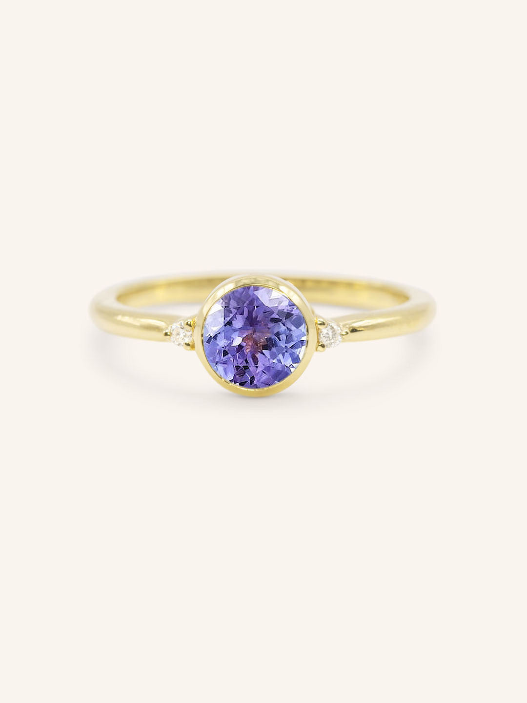 Templa Round Tanzanite and Diamond Ring