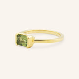 Arden Emerald Cut Peridot Half-Bezel Solitaire Ring