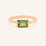 Arden Emerald Cut Peridot Half-Bezel Solitaire Ring