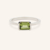 Arden Emerald Cut Peridot Half-Bezel Solitaire Ring