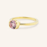 Arden Round Pink Tourmaline Half-Bezel Solitaire Ring