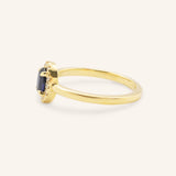 Juliet Oval Blue Sapphire Halo-Style Ring