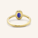 Juliet Oval Blue Sapphire Halo-Style Ring