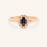 Juliet Oval Blue Sapphire Halo-Style Ring