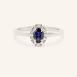 Juliet Oval Blue Sapphire Halo-Style Ring