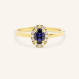 Juliet Oval Blue Sapphire Halo-Style Ring