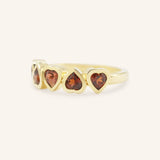 Amara Five-Stone Garnet Heart Ring