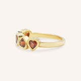 Amara Five-Stone Garnet Heart Ring