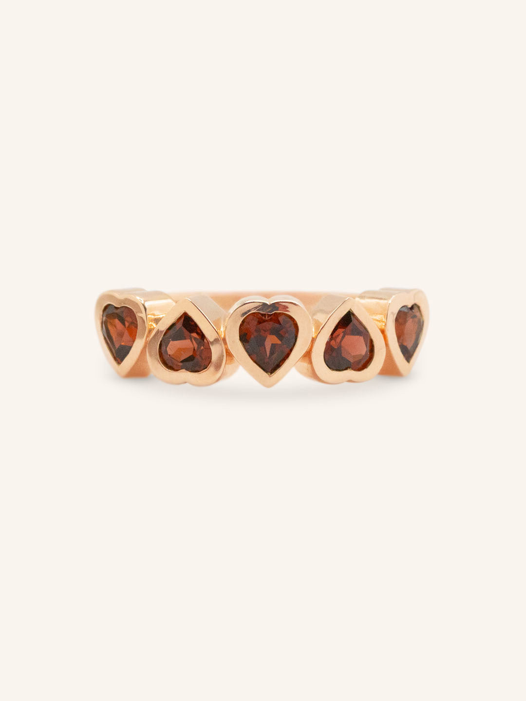 Amara Five-Stone Garnet Heart Ring