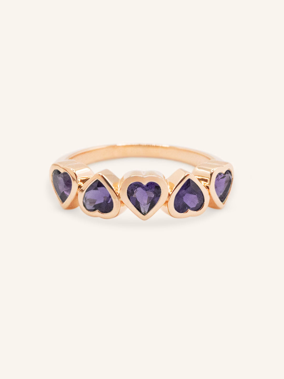 Amara Five-Stone Amethyst Heart Ring