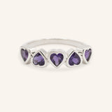 Amara Five-Stone Amethyst Heart Ring