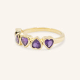 Amara Five-Stone Amethyst Heart Ring