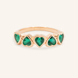 Amara Five-Stone Emerald Heart Ring