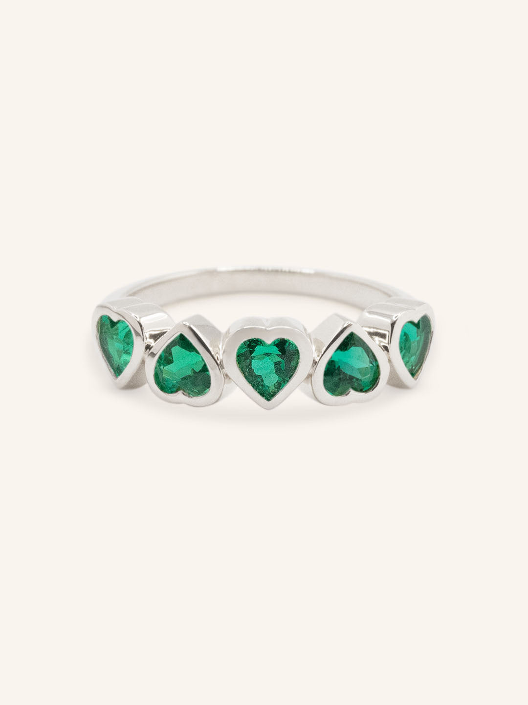 Amara Five-Stone Emerald Heart Ring