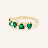 Amara Five-Stone Emerald Heart Ring