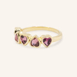 Amara Five-Stone Pink Tourmaline Heart Ring