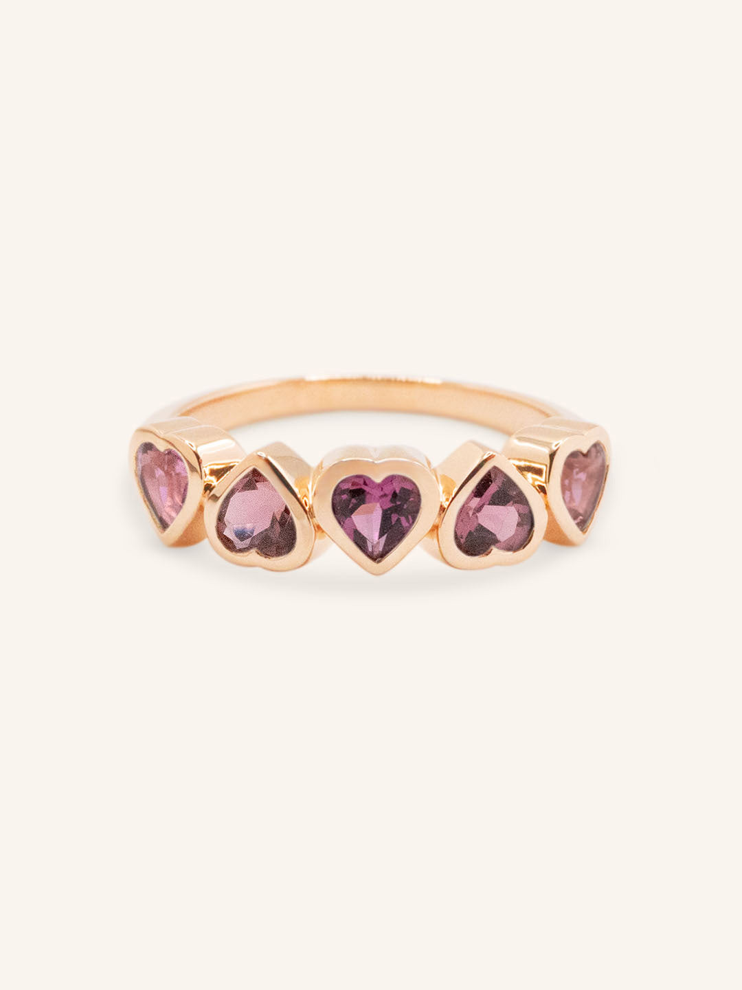 Amara Five-Stone Pink Tourmaline Heart Ring