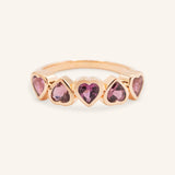 Amara Five-Stone Pink Tourmaline Heart Ring