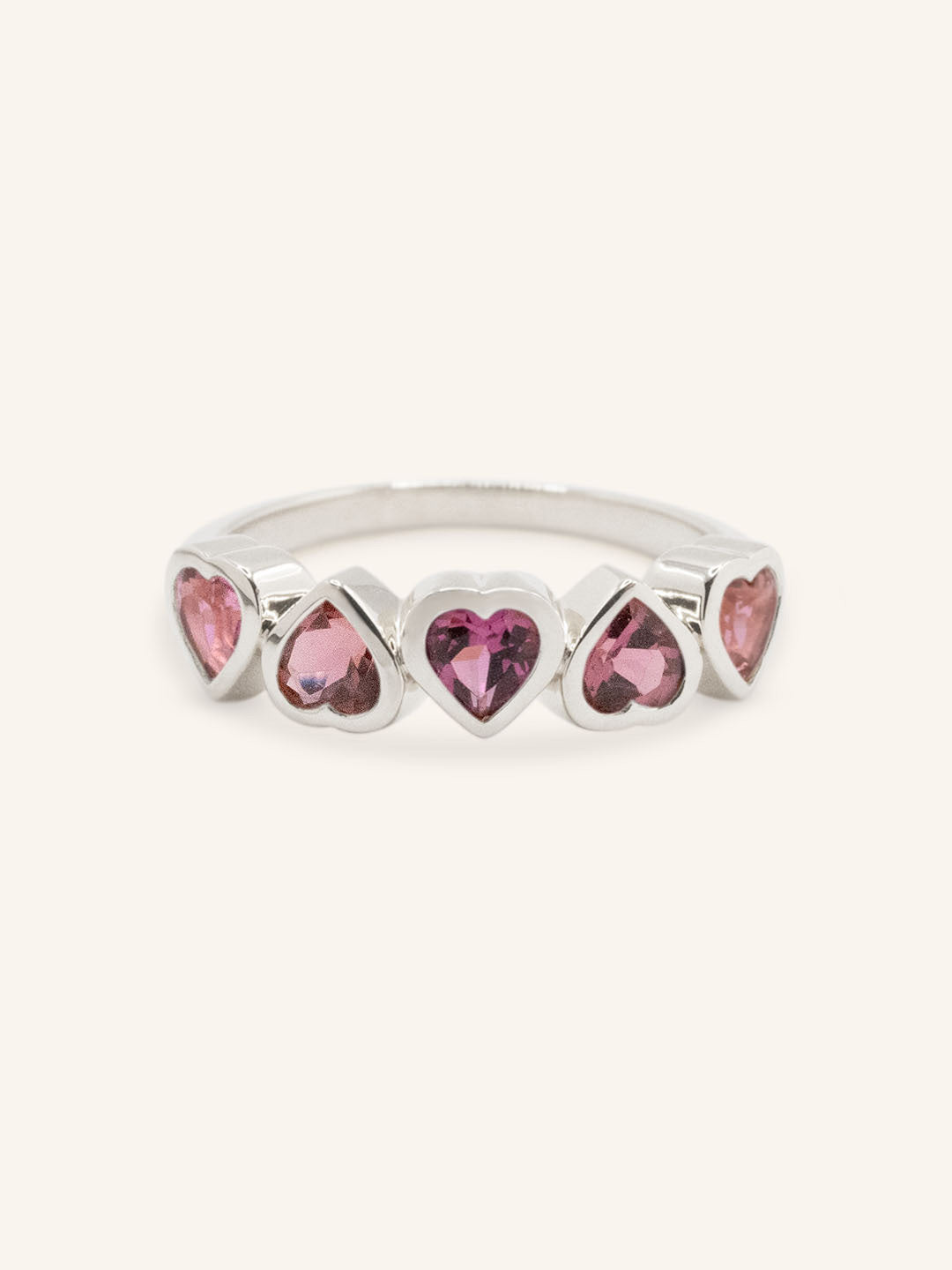 Amara Five-Stone Pink Tourmaline Heart Ring